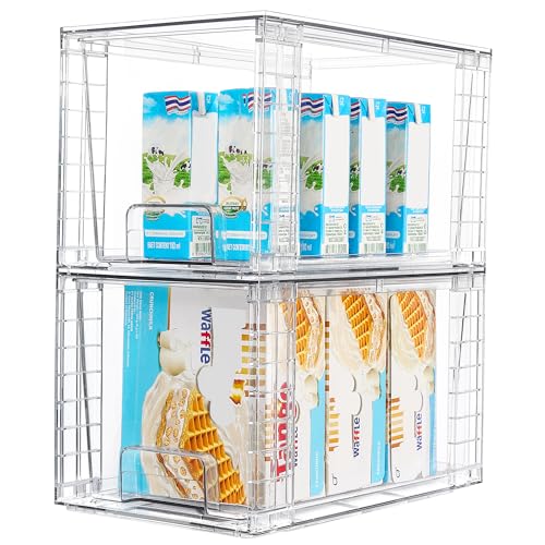 Vtopmart 4 Pack Stackable Clear Pantry Storage Drawers, Large - size: 2Pack 7"H