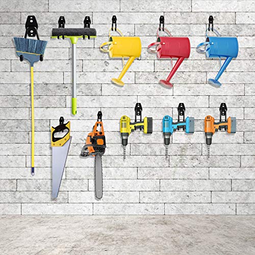 HUPBIPY Heavy Duty Garage Hooks 6 Pack, J Shaped Hanger, Wall Mounted Storage System, Power and Garden Tool Organizer, for Hanging Ladders, Bikes Tires, Hose, Bulk Items - color: Black Small J Hook