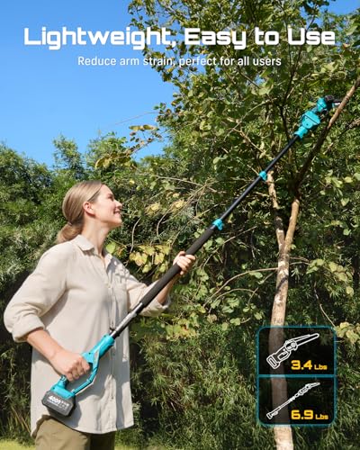 SEESII 2-in-1 Electric Pole Saws for Tree Trimming, Brushless Motor - color: Baby Blue