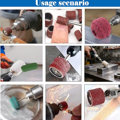 185Pcs Polishing Buffing Wheel Kit, Felt Wool Pad Set, Rotary Accessories with Sanding Drum, Polishing Compound, Grinding Head, 1/8" Shank for Jewelry Metal Polishing, Compatible with Dremel - color: 185pcs-10 Styles