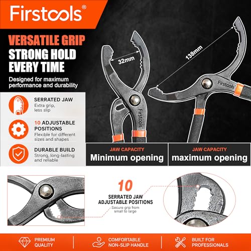2nd Generation 12-Inch Adjustable Oil Filter Wrench,New 10-Speed Quick Adjustment Oil Filter Plier, Oil Filter Removal Tool for Engine Filters, Conduit, & Fittings, Car Maintenance Tool