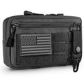 FRTKK Tactical Molle Admin Pouch Utility Laser Cut EDC Tool Pouch Bag Horizontal Modular Pouches Include US Flag Patch and Keychain - color: Black