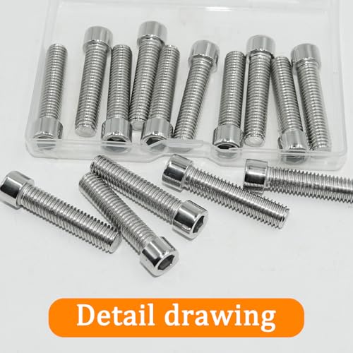 15 Pcs M8 x 35mm Stainless Steel Allen Socket Head Cap Screws, Full Thread Metric Fasteners, Bright Finish for Automotive & Machinery Use - size: M8x35mm-15Pcs