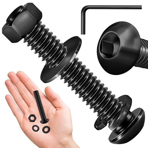 Mywish 20Set Black Oxide Stainless Steel Nut and Bolt Kit, 1/4-20 Button Head Socket Cap Bolts, Allen Screws, Hex Spanner - color: Black, size: 1/4-20 x 1-1/2"