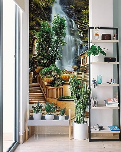 FLFK Door Mural Sticker - Waterfall,Peel and Stick,Combined Size 32"x80",Split into 2 Pieces - color: Mt1080, size: 32"x80"