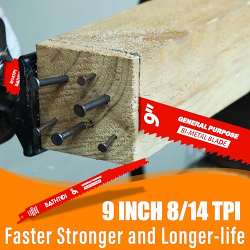 50 Pack 9 Inch 8/14 Tpi Reciprocating Saw Blades for General Purpose - size: 9 Inch 8/14TPI