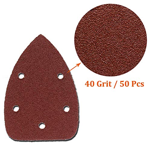 50 Pcs Mouse Detail Sander Sandpaper, 40 Grit, 5 Hole - size: 40 Grit - 50 Pcs