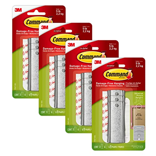 Command Large Universal Frame Hanger, 3-Hangers, 6-Strips, 6-Frame Stabilizer Strips, 4-Pack, Decorate Damage-Free - size: Large, style: 12 Hangers
