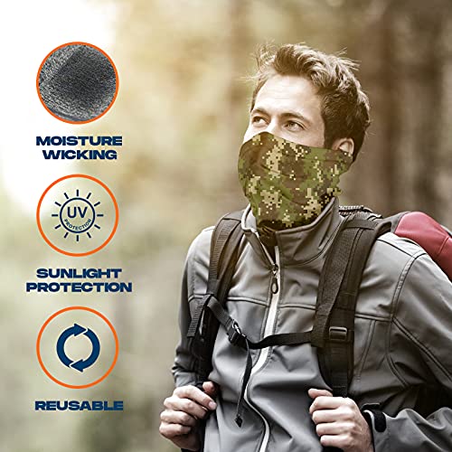 ARMORAY Neck Gaiter Face Mask - 4 Pack Reusable & Washable Cloth Face Cover - color: Digital Camo + Mud Camo + Blue Camo + Pink Camo (4 Pack)