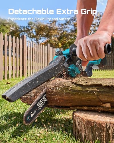 SEESII 2-in-1 Electric Pole Saws 8 Inch for Tree Trimming, Brushless Motor - color: Deep Blue