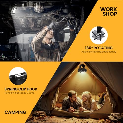 2-Pack 1200LM Magnetic Rechargeable LED Work Light for Car Camp - color: Gray