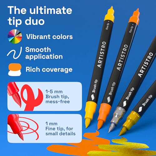 ARTISTRO Acrylic Paint Markers, Dual-Tip Paint Pens, Black 120 Pack - size: Dual Tip (Brush + Fine)