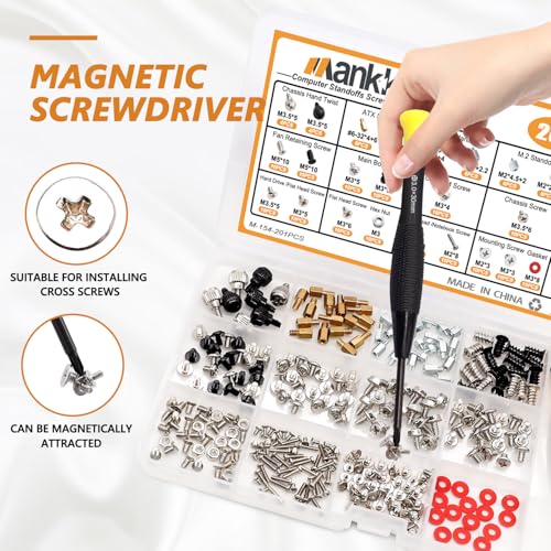 mankk 23 Sizes M.2 Computer Screws Motherboard Standoffs Laptop Screws for Motherboard,HDD Hard Drive,SSD,PC Case,PC Fan,ATX Case,CD-ROM - color: Multi-201PCS