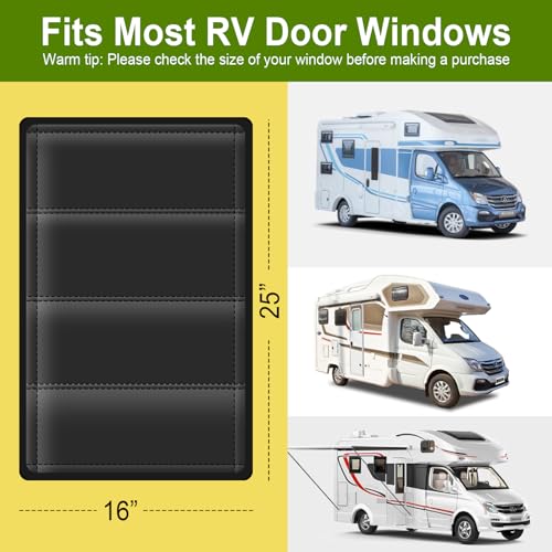 RV Door Window Shade Cover - Magnetic RV Blackout Window Cover with UV Protection and Privacy Features (25 * 16 in) Foldable Magnet Design, Waterproof Fabric (Black, 1 Pack (25"L x 16"W)) - color: Black, size: 1 Pack (25"L x 16"W)