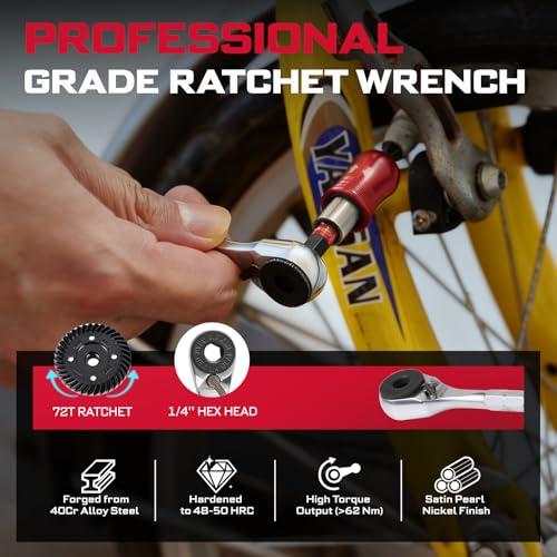GEINXURN Mini Ratchet Wrench Set, 72 Teeth Ratchet Wrench For Tight Spaces, Locking Bit Holder, Change Adapter and Mini Socket Ratchet Comes in a Push-Pull Tin Case, Ideal for Repair and DIY projects - size: 16
