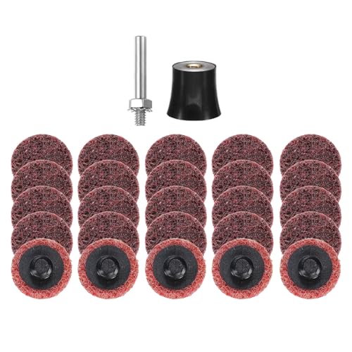 HARFINGTON 26pcs Quick Change Discs Set 1" Lock Sanding Discs with 1/4" Shank Pad Holder Medium Grit Surface Conditioning for Polish Rust Removal - size: 1"