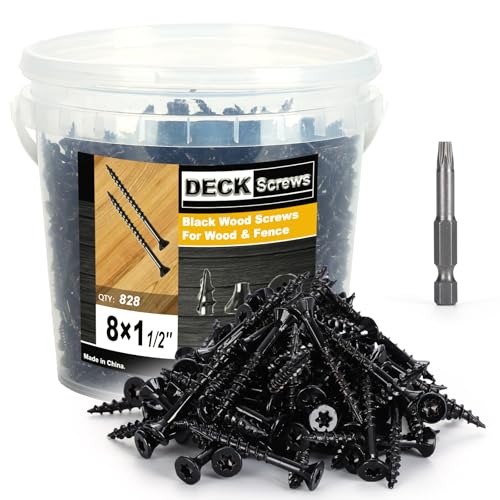Deck Screws #8X1-1/2’’, T25 Star Torx Drive Flat Head Wood Screws, Black, 5lb - color: Black, size: 8X1-1/2’’