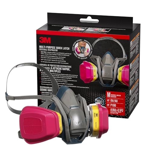 3M Multi-Purpose Quick Latch Reusable Respirator 65023QLH1-DC, OV/AG/P100, Mdm, 1-Fcpc, 1-pr of 60923 Crtrdg/Fltrs - size: Medium (Pack of 4)