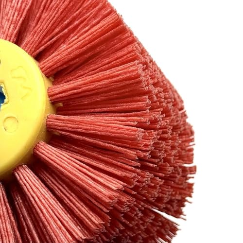 Signi Abrasive nylon bristle Burnishing Brush Drum Drawing Wheel for polishing wood (80 grit red)