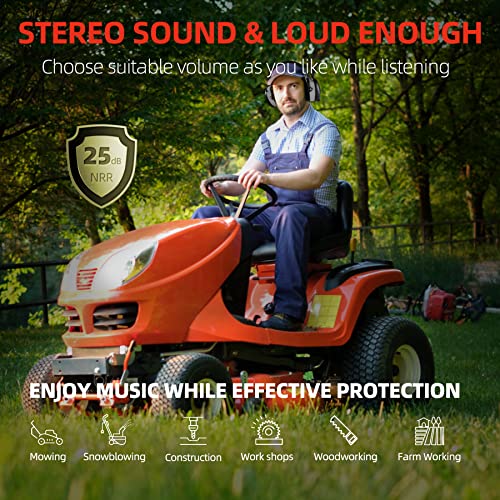 HP10 FM AM Radio Headphones with LCD Display, 30dB SNR Hearing Protection Safety Earmuffs for Mowing Work Shops, Grey - style: Grey, Fm/Am Radio, No Bluetooth, 2aa Batteries(no Include)
