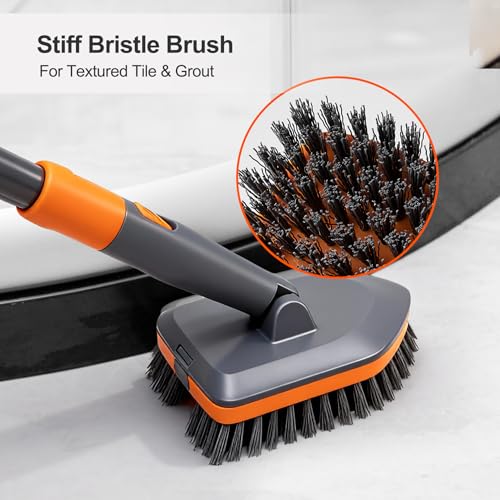 CLEANHOME Tile Tub Scrubber Brush for Cleaning Toilet Wall,Bathtub,Sink - color: Gray