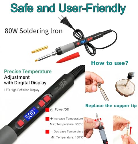 Electric Branding Iron with Temperature Display – 28Pcs 5/8" Interchangeable Letters & 2 Antlers Set for Wood, Leather, Food – Adjustable Heat Control for DIY Crafts, BBQ, Baking & Leatherworking