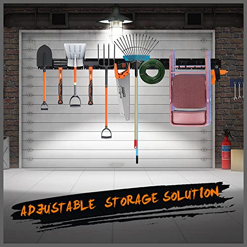 HORUSDY 64-Inch Heavy Duty Garage Organization Rack, 14 Packs Max Load 600LB, 4 Packs Rails and 9 Adjustable Hooks, Tool Organizer Rack with Heavy Double Hooks Tracks