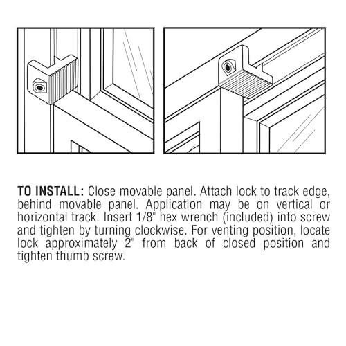 Prime-Line S 4033 Aluminum Tamper Resistant Sliding Window Lock, Fits 1/4 inch Track, Black, 2 Pack