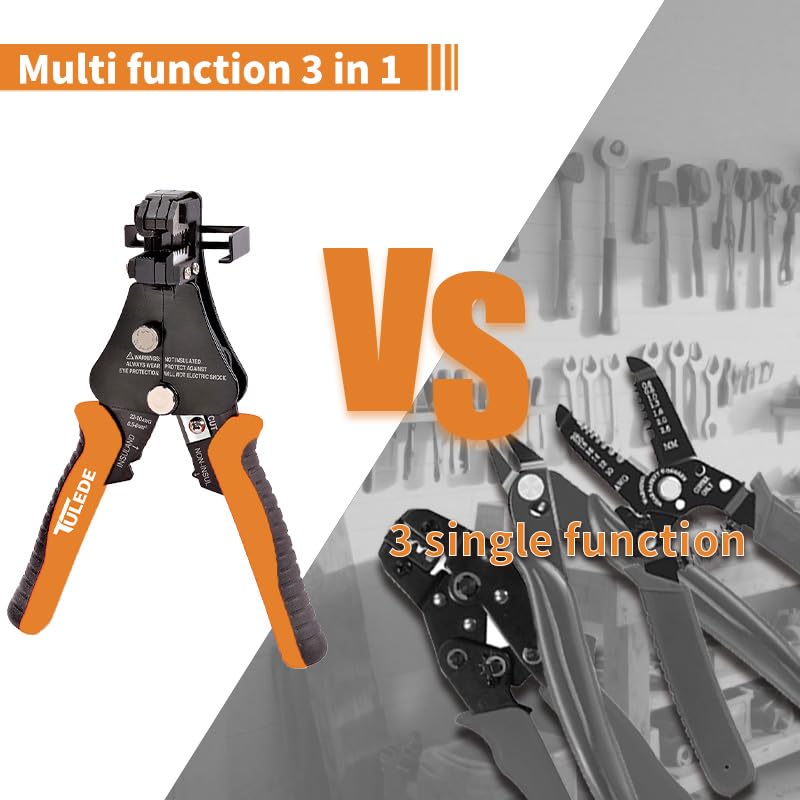 Automatic Wire Stripper, 3 in 1 Stripper/Cutter/Crimping Heavy Duty Multi-Function Wire Strippers Tool for 8-18 AWG Electrical Wire, 7 Inch