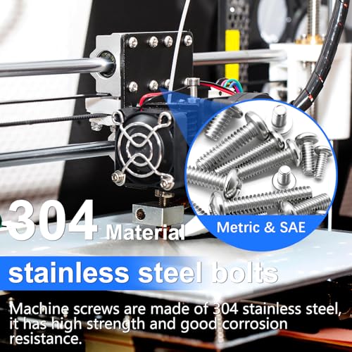 408PCS Machine Screws Nuts and Bolts Assortment Kit, 304 Stainless Steel Bolts #6-32#8-32#10-24 M3 M4 M5 Phillips Pan Head Hardware Screw Assortment Kit, Assorted Bolts, Nuts and Washers Kit - size: 408PCS