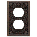 Amerelle 65DDB Filigree Wallplate, 1 Duplex Outlet, Cast Metal, Aged Bronze, 1-Pack