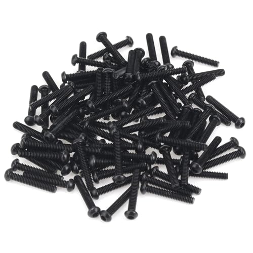 105 Pieces M2 x 12mm Button Head Socket Cap Screws, Thread Pitch 0.4mm, Sutemribor M2 Black Screws, 10.9 Grade Alloy Steel, Black Oxide Finish, Fully Threaded - size: M2 x 12mm, style: Button Head