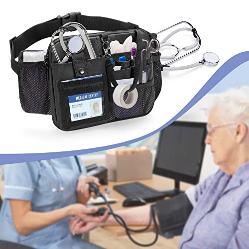 Damero Nurse Fanny Pack with Multi-Compartment and Tape Holder, Black - color: Black