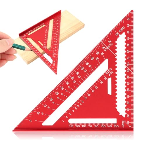 Carpenter Square 7 Inch Rafter Square for Angle Drawing Triangle - Red - color: red