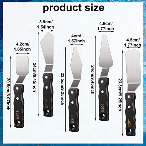 Honoson 5 Pcs Large Palette Knife Set, Stainless Steel Wood Handle