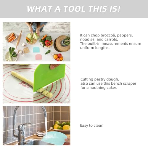 6 Pcs Dough Scraper Bench Scraper, Stainless Steel Scraper/Chopper & Plastic Dough Cutter for Bread Cake Pastry Sourdough