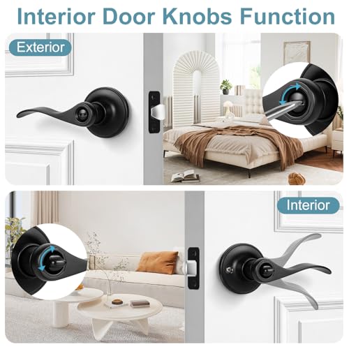 10 Pack Door Handles Interior Door Knobs, Door Locks for Bedrooms