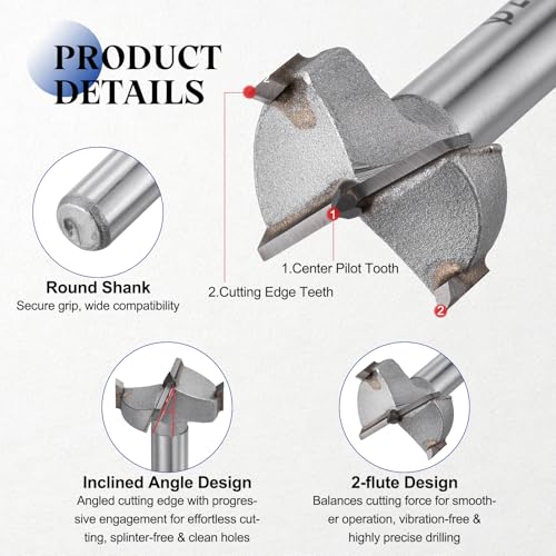 2pcs 25mm(1") Forstner Drill Bit Carbide Tipped 2 Flute - size: 25mm(1")