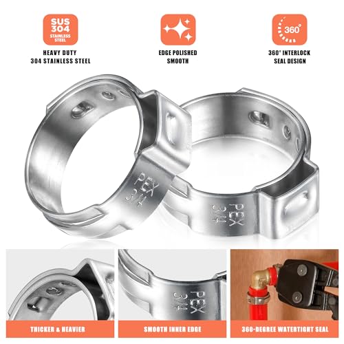66pcs 3/4 pex crimp rings for PEX Tubing Pipe Fitting Connections - color: 66 Pcs, size: 3/4 inch