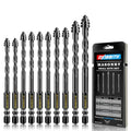 DKIBBITH 4-Flute Serrated Masonry Drill Bit Set (10-Piece, Black) - 3/16" to 1/2" for Concrete, Tile, Brick, Glass, Ceramic - size: 10 Piece 3/16"-1/2" Serrated Drill Bit Set