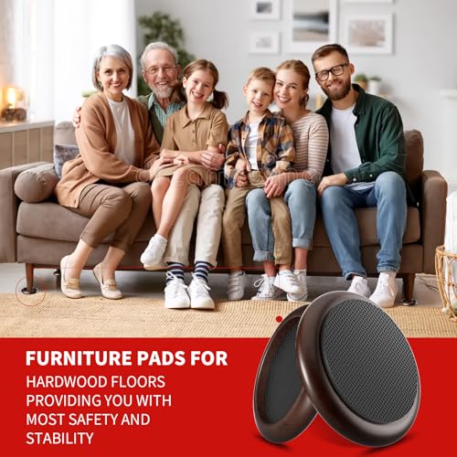 Ezprotekt 2 inch Non Slip Wood Furniture Pads for Hardwood Floors, 4 Pcs Round Anti Slip Furniture Coaster Cups Floor Protectors with Anti-Slide EVA for Chair Sofa Table Bed Couch (Dark Brown) - size: 2 inch