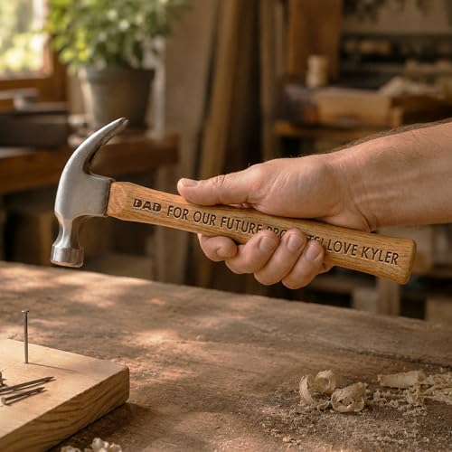 Personalized Hammer Gift for Dad - Custom Laser Engraved 13 Inch Wooden Handle Claw Hammer - Father's Day, Birthday, Christmas Gifts for Dad, Husband, Grandpa, Stepdad - You Nailed It