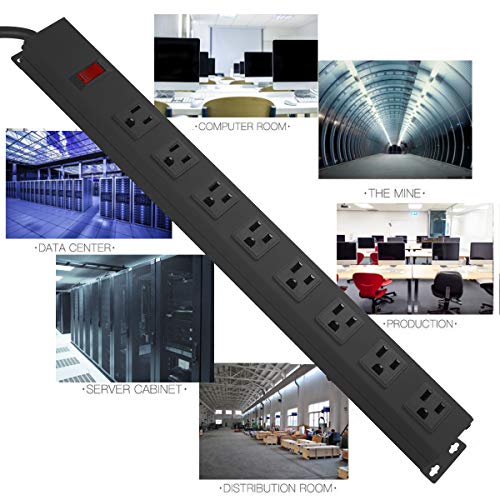 HHOSET Heavy Duty Long 8 Outlets, 14AWG Extension Cord, Black, 4FT, 1 - size: 4ft