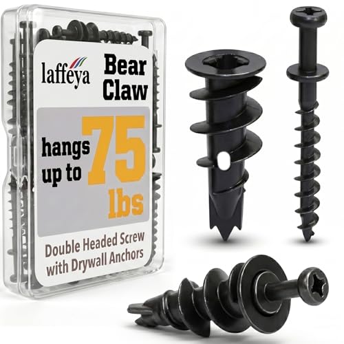 Double-Headed Bear Claw Screw & Anchor, Zinc Drywall Screws Picture Hangers - style: Black Zinc+Long