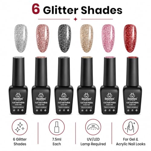 Beetles Fall Glitter Gel Nail Polish Set Reflective Sparkle Gel Polish - color: A - Reflective Glitter | Bling Fling