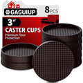 Non Slip Furniture Pads- 3"x3" Round Anti Skid Caster Cups Furniture Coasters, Anti-Sliding Grippers Floor Protectors for Furniture Bed, Couch, Chair Leg, Brown(Set of 8) | Furniture Coasters for Hardwood Floors, Furniture Stopper to Prevent Sliding, Keep