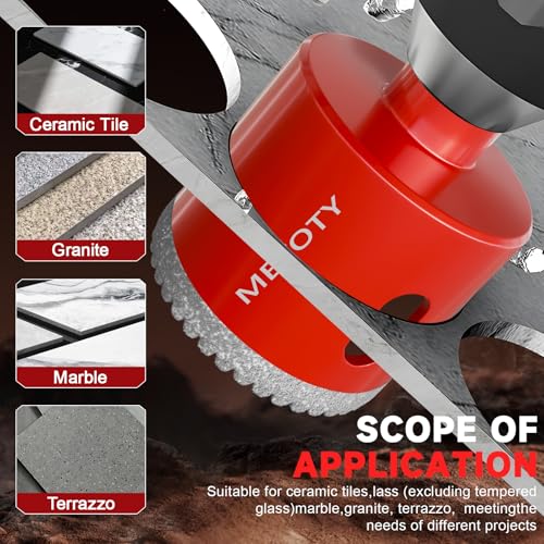 Diamond Hole Saw Drill Bit Set (15 PCS) (1/4"-2") Serrated Diamond Core Bits for Ceramic, Glass, Tile, Marble, Granite | EVA Positioner & Hard Storage Bag | Dry/Wet Dual-Use | High-Precision Drilling - size: (1/4"-2")-15PCS
