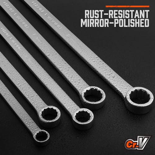 HORUSDY 9-Piece Extra Long Ratcheting Wrench Set, Double Box End Wrench Set with Tool Bag & Box, Metric 8-22mm, CR-V Steel - style: Long Ratcheting Wrench Set