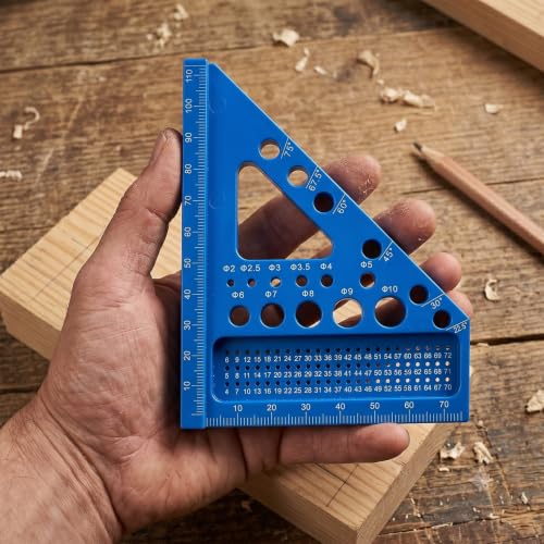 3D Multi-Angle Carpenter Square, 45/90 Plastic Layout Ruler, Blue - color: Blue