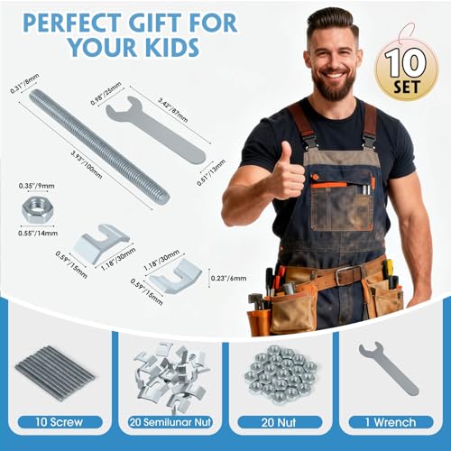 Countertop Connector Bolts 10-Pack, M8x100mm Miter Bolt Kit